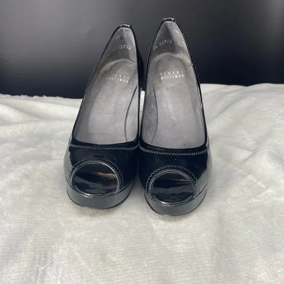 Stuart Weitzman Patent Leather Peep Toe Platform Heels Made in Spain Size 5.5 - Picture 3 of 9